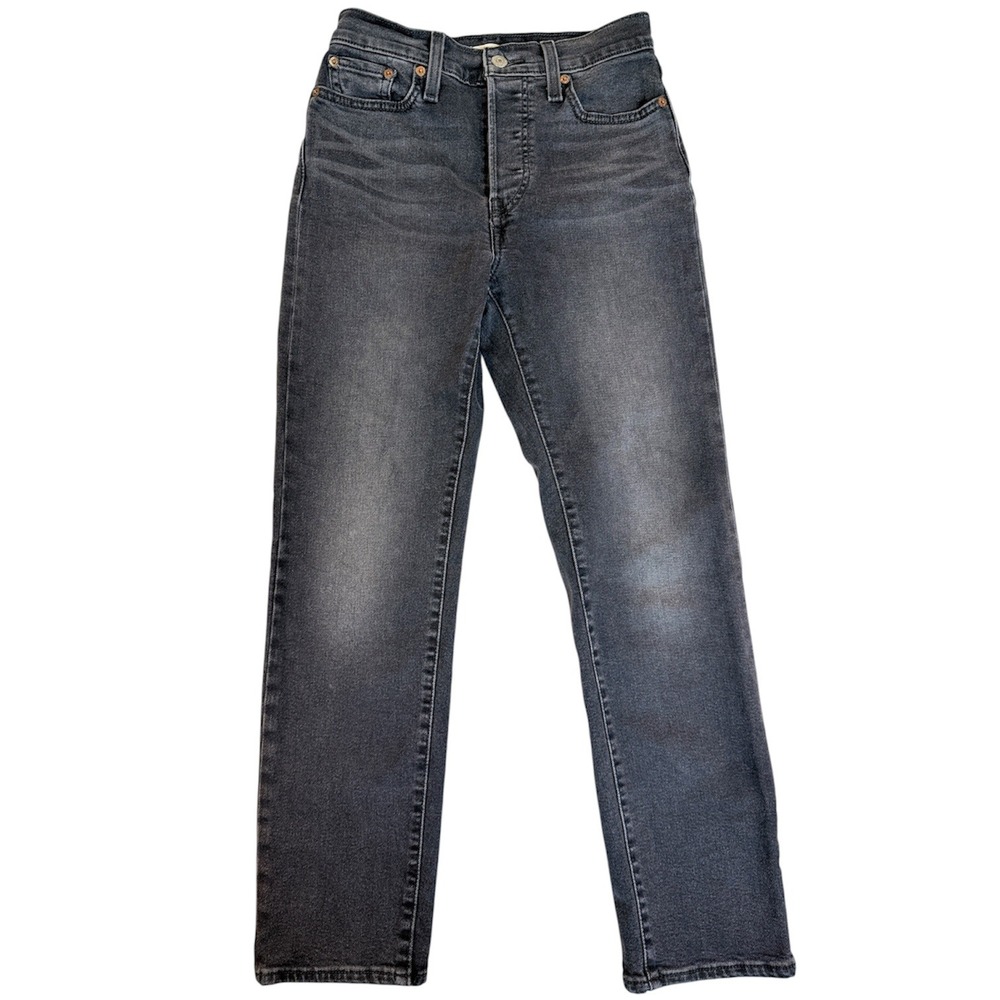Levi Jeans Women 26 Black Gray Wedgie Straight High Rise Button Fly